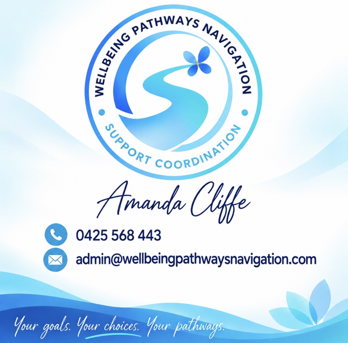 Wellbeing Pathways Navigation logo with a flowing pathway and butterfly